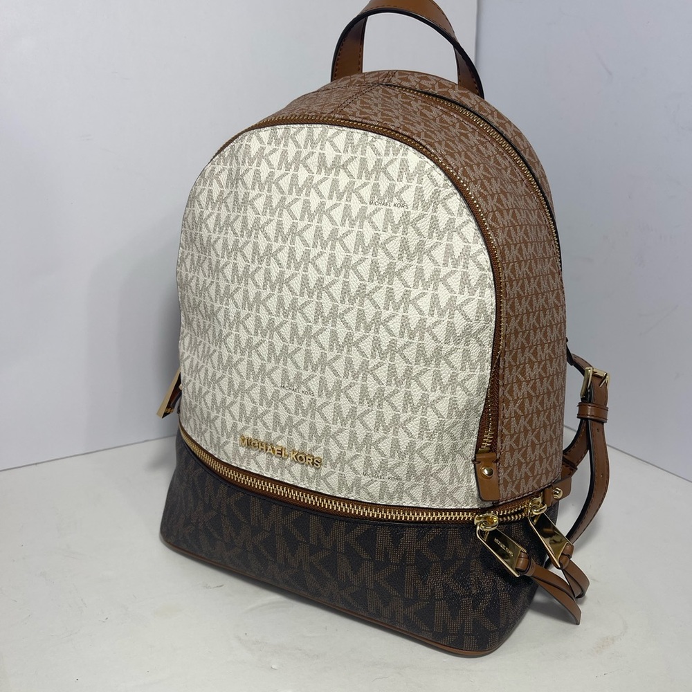 Michael Kors MK Rhea Medium Color-Block Logo Stripe Backpack